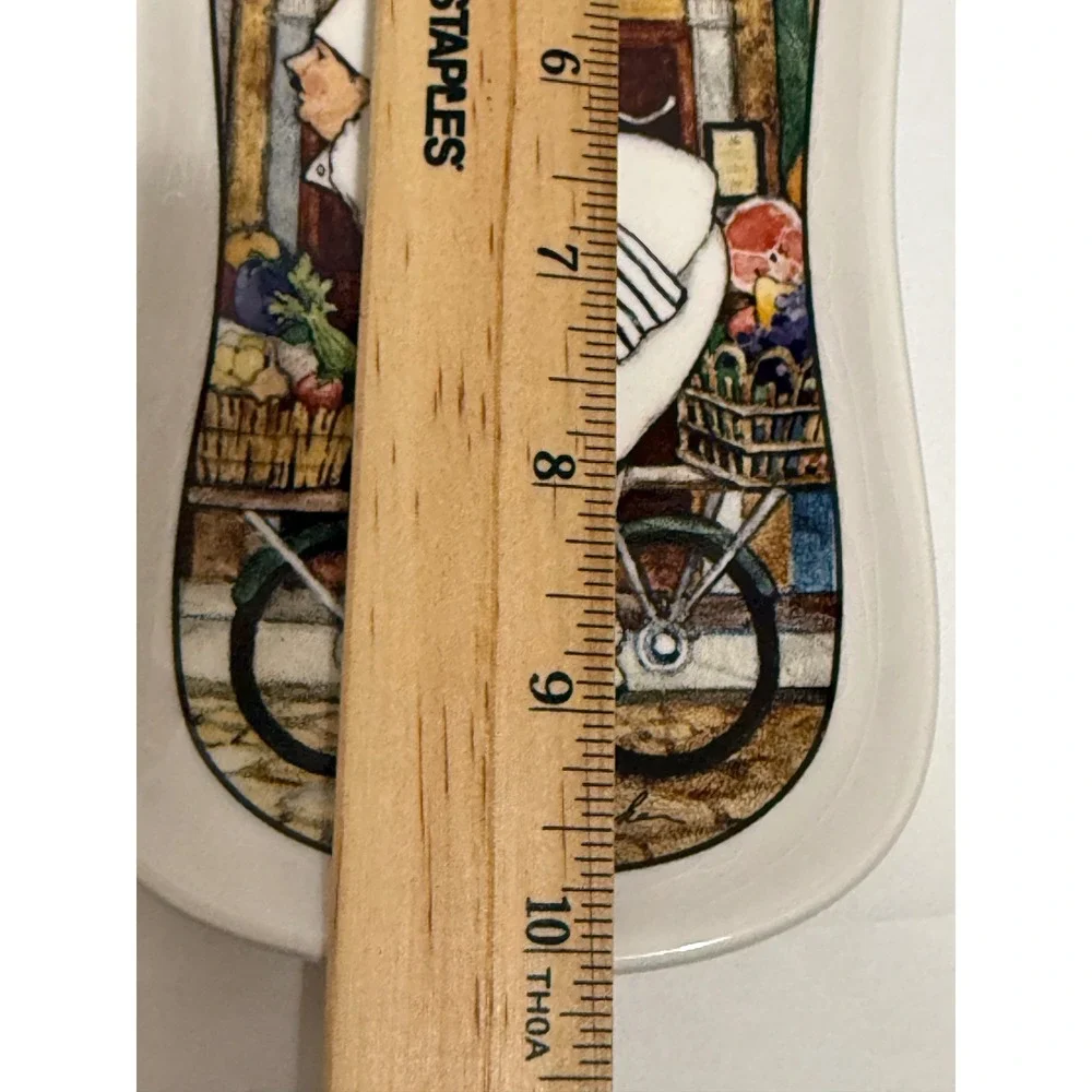CounterArt Ceramic Wine Bottle Spoon Rest Italian Chef Ristorante Bicycle 9.5in
